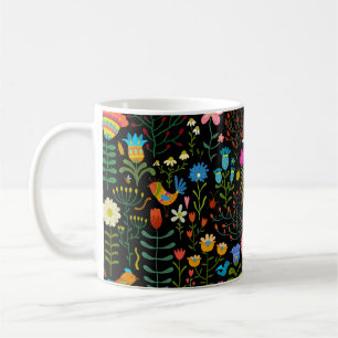 Schöne Blume handgezeichnetes Illustrationsmuster Kaffeetasse