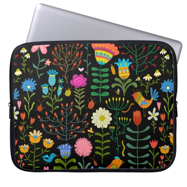 Schöne Blume handgezeichnetes Illustrationsmuster Laptopschutzhülle (Vorderseite)