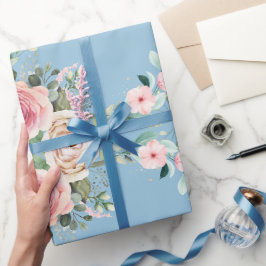 Schöne Blume in Blau Geschenkpapier