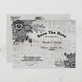 Schöne Blume in Grau und Schwarz Save the Date Ankündigungspostkarte