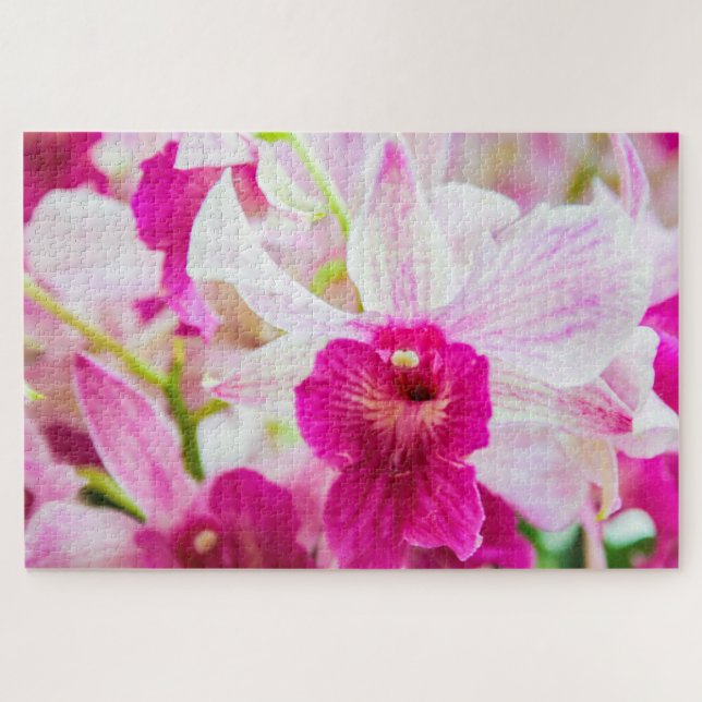 Schöne Blume in Weiß und Fuchsia Puzzle (Horizontal)