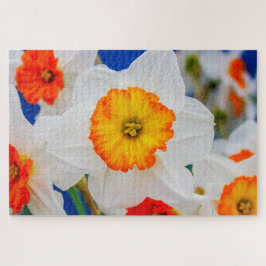 Schöne Blume in Weiß und Orange Puzzle