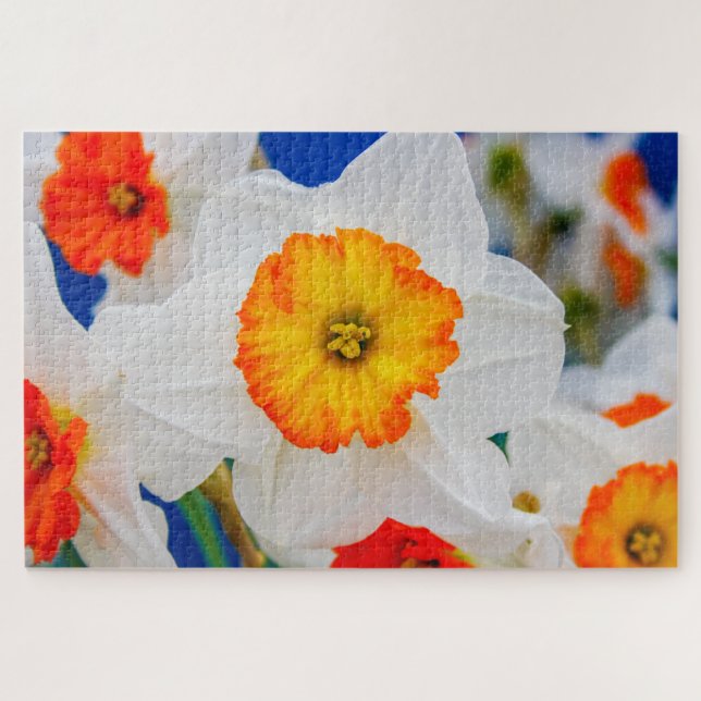 Schöne Blume in Weiß und Orange Puzzle (Horizontal)