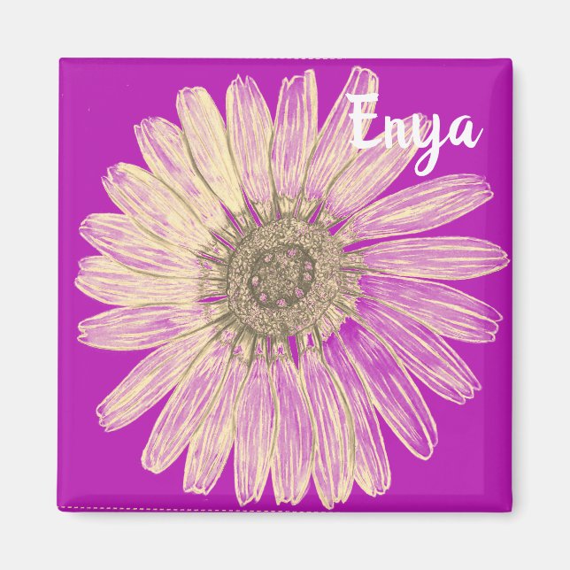 Schöne Blume individuelle Name Magnet (Vorne)