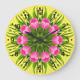 Schöne Blume Mandala Design-79358 Große Wanduhr
