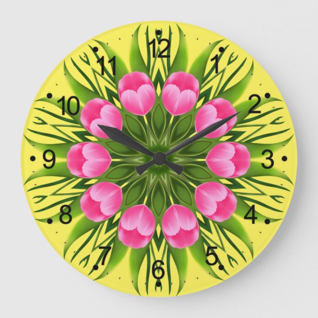Schöne Blume Mandala Design-79358 Große Wanduhr (Vorderseite)