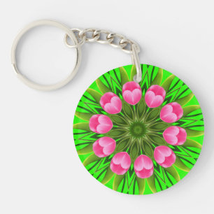 Schöne Blume Mandala Design-79358 Schlüsselanhänger