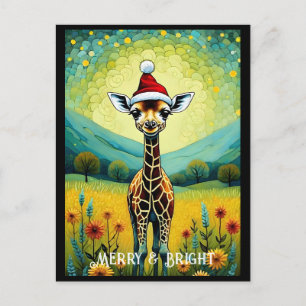 Schöne Blume Meadow Giraffe Weihnachten Postkarte