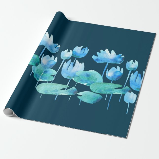 Schöne Blume mit Aquarelllotus Geschenkpapier (Ungerollt)