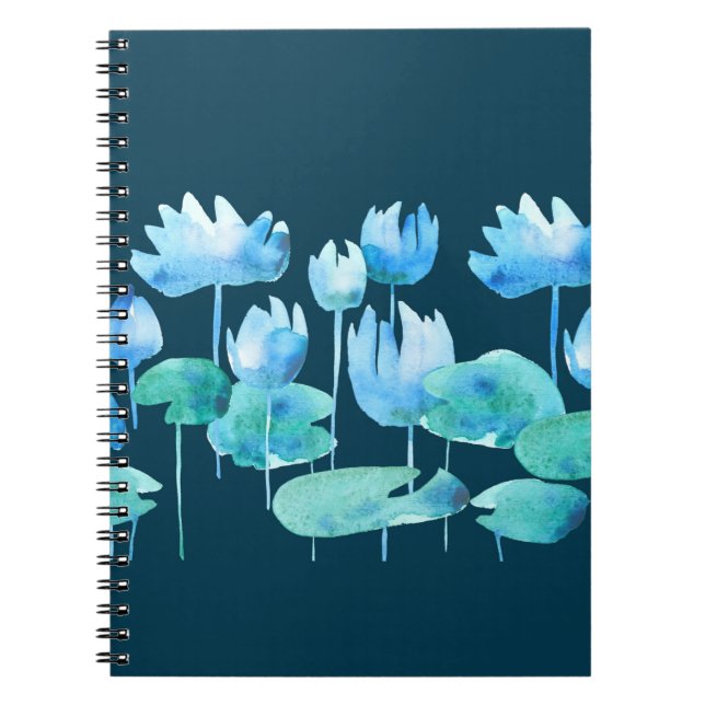Schöne Blume mit Aquarelllotus Notizblock (Vorderseite)