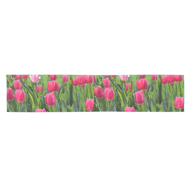 Schöne Blume mit Federpink Kurzer Tischläufer (Horizontal)