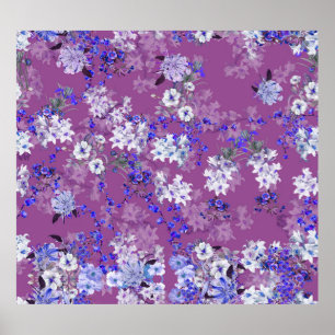 Schöne Blume mit Ölgemälde und Zweige Tiny Fl Poster