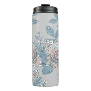 Schöne Blume. Monochrome Ornamente. Nahtlose Pappe Thermosbecher