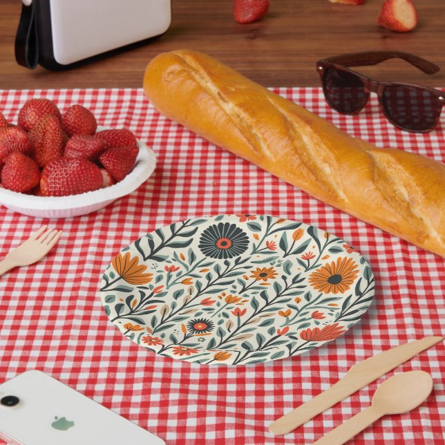 schöne Blume Pappteller (Picknick)