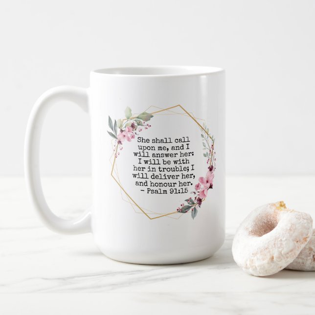 Schöne Blume Psalm 91 Kaffee Tasse (Mit Donut)