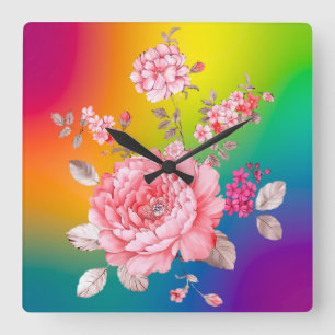 Schöne Blume Quadratische Wanduhr