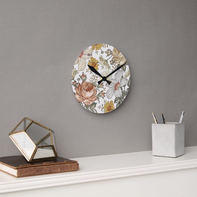 Schöne Blume Runde Wanduhr (Büro)