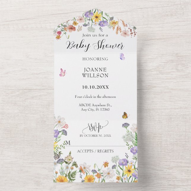 Schöne Blume Schmetterlingsgarten All In One Einladung (Innen Boden)