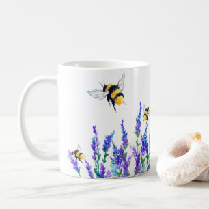 Schöne Blume und Bienen Kaffee Tasse