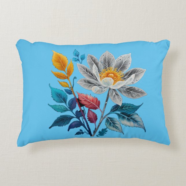 schöne Blume und Blätter Dekokissen (Vorderseite)