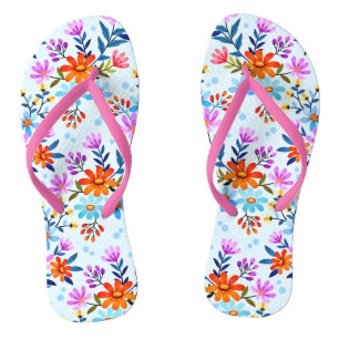 Schöne Blume und Blätter Muster Flip Flops
