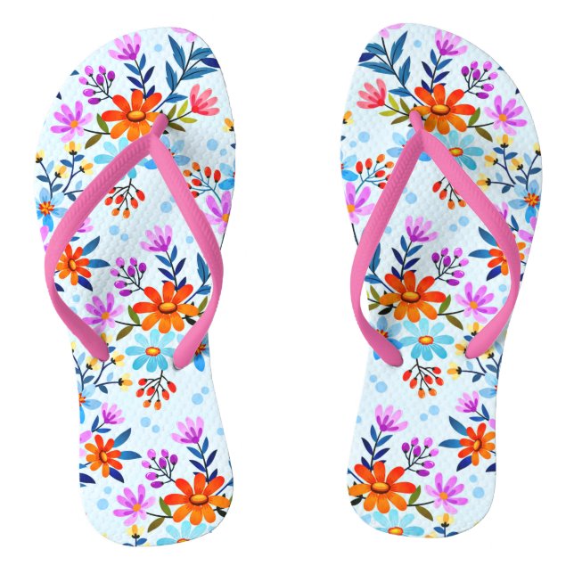 Schöne Blume und Blätter Muster Flip Flops (Fußbett)