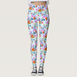 Schöne Blume und Blätter Muster Leggings