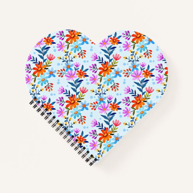 Schöne Blume und Blätter Muster Notizbuch (Vorderseite)