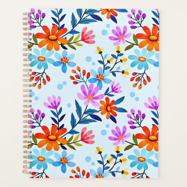 Schöne Blume und Blätter Muster Planer (Vorderseite)