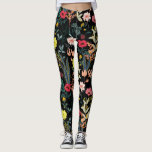 Schöne Blume und botanische Pflanze<br><div class="desc">Atemberaubende Leggings mit farbenfrohen rosa,  roten und gelben Blumen und Pflanze Set vor einem schwarzen Hintergrund. Elegant,  aber spielerisch,  perfekt für einen Abend,  ein Konzert,  ein Festival,  Yoga Workout oder den Alltag.</div>