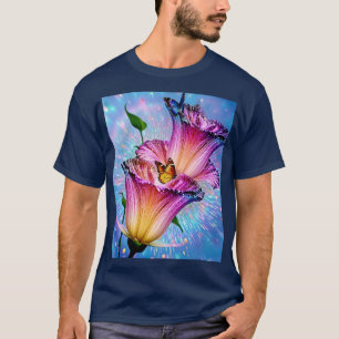 Schöne Blume und Butterfly T-Shirt