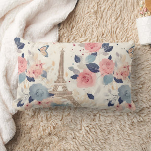 Schöne Blume und der Eiffelturm von Paris Lendenkissen