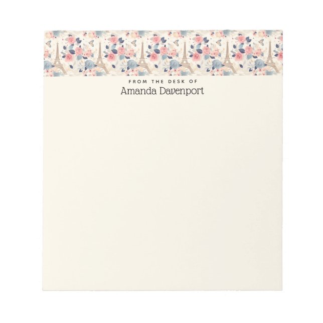 Schöne Blume und der Eiffelturm von Paris Notizblock (Vorderseite)