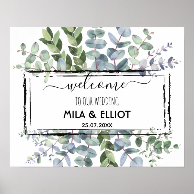 Schöne Blume und Eukalyptus-Poster Poster (Vorne)