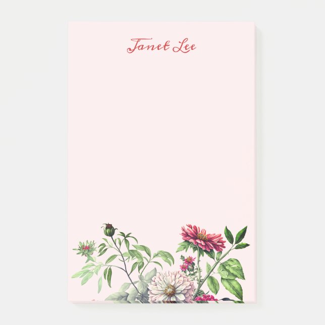 Schöne Blume und Hinweise Post-it Klebezettel (Vorderseite)