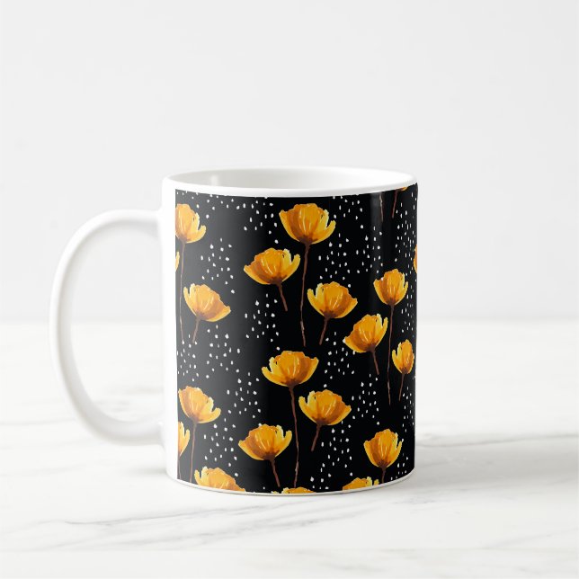 Schöne Blume- und Polka-Punktdarstellung Kaffeetasse (Links)