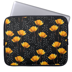 Schöne Blume- und Polka-Punktdarstellung Laptopschutzhülle