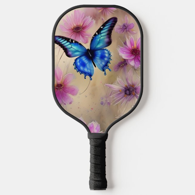 Schöne Blume und Schmetterling Pickleball Schläger (Vorderseite)