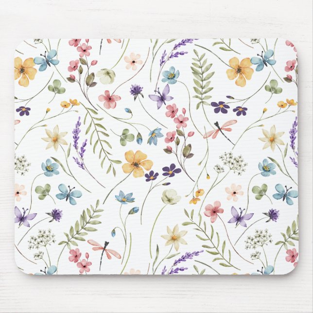 Schöne Blume und Schmetterlinge Mousepad (Vorne)