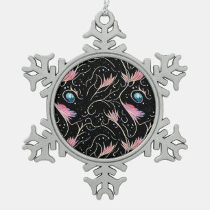 Schöne Blume und Wirbel Muster Schneeflocken Zinn-Ornament