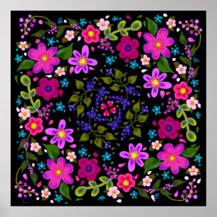 Schöne Blume von Bright Boho Pink und Periwinkle Poster