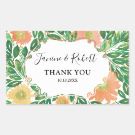 Schöne Blume Wasserfarbenmalerei Hochzeit Rechteckiger Aufkleber