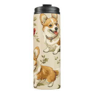 Schöne Blume Weihnachten Corgi Dog Thermosbecher