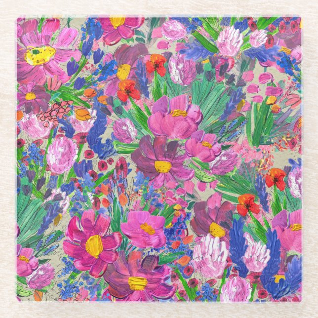 Schöne Blume: Wildblume Glasuntersetzer (Vorderseite)