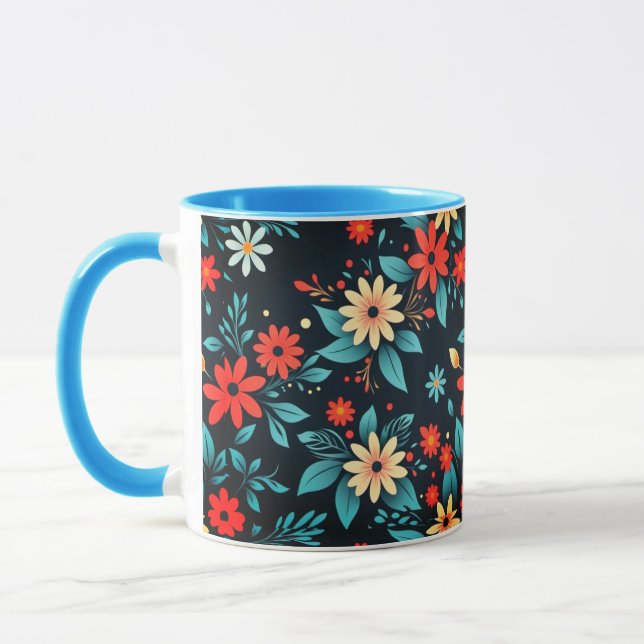 Schöne Blumen Blumenmuster Tasse (Links)