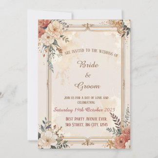 Schöne Blumen-Detail-Hochzeitseinladungskarte Einladung