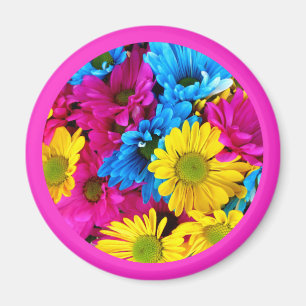 Schöne Blumen Floraler Kreisdesign Rosa Rand Magnet