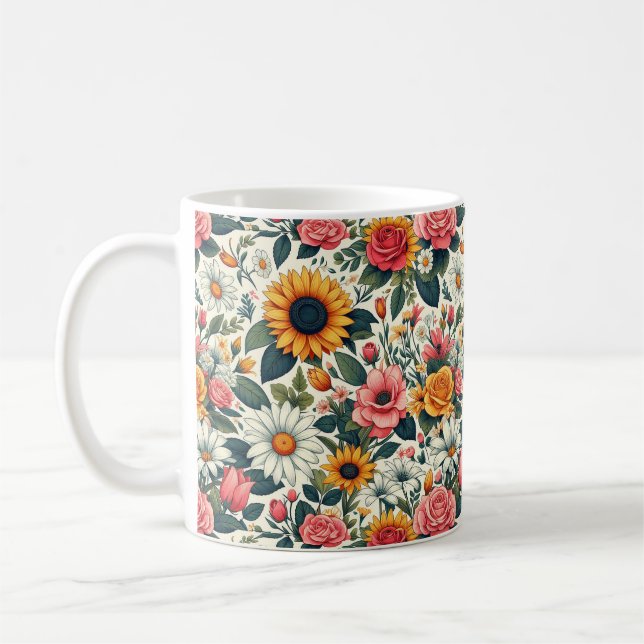 Schöne Blumen Kaffeetasse (Links)