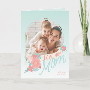 Schöne Blumen mit Bogenschießen Foto für Mama Feiertagskarte