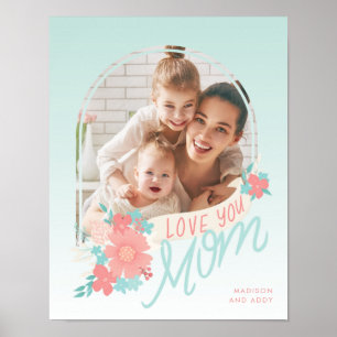 Schöne Blumen mit Bogenschießen Foto für Mama Poster
